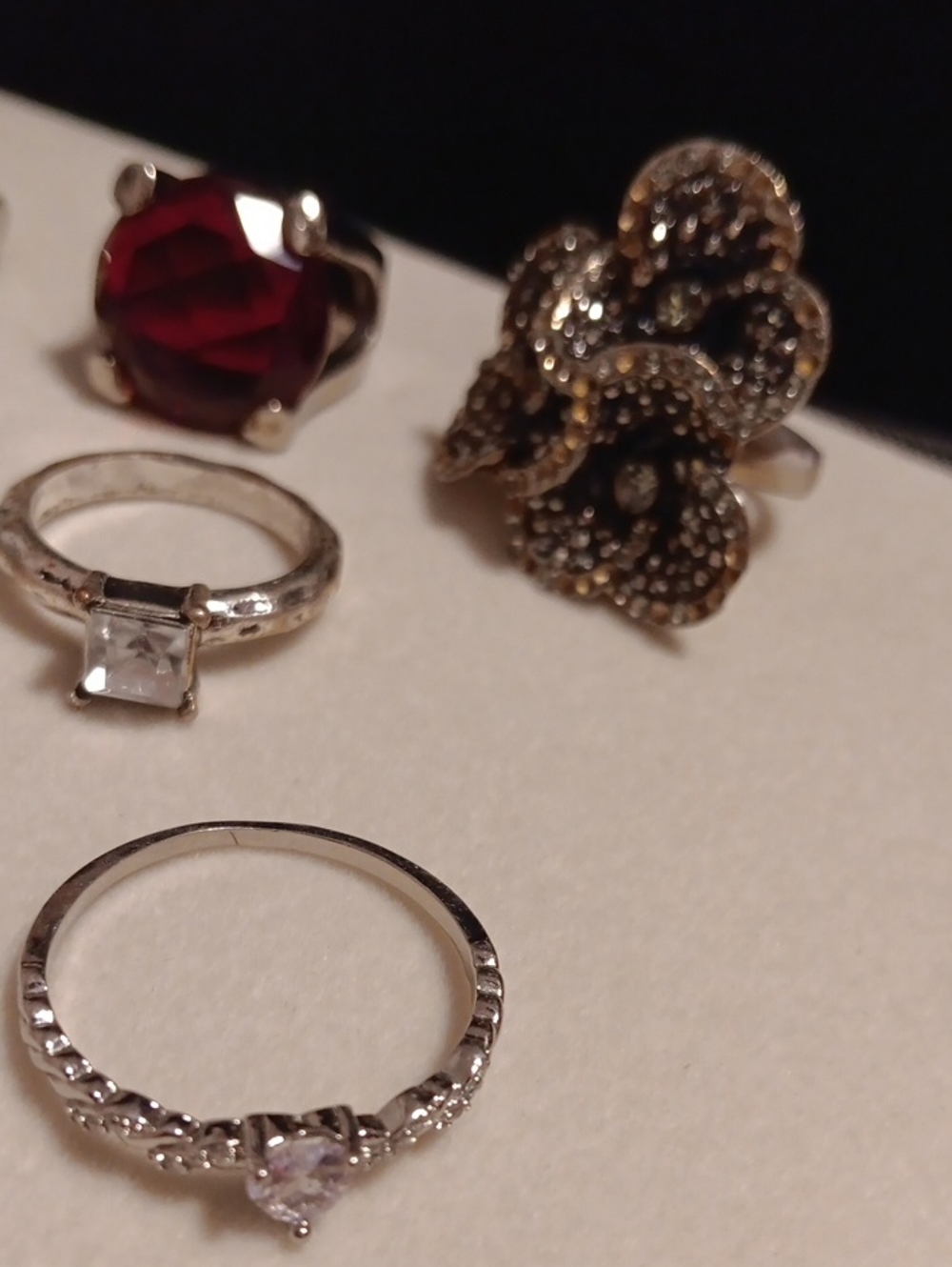 10 Silver Tone Rings - Picture 3 of 9